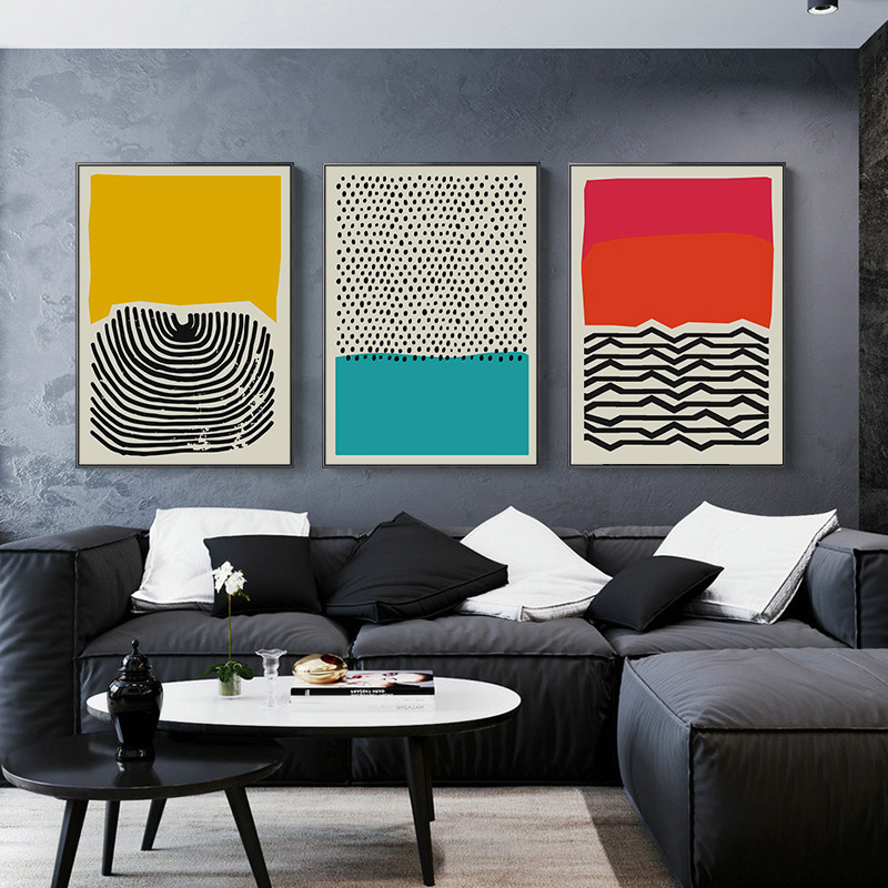 Living Room Decoration Painting Sofa Background Wall Painting Abstract Triptych