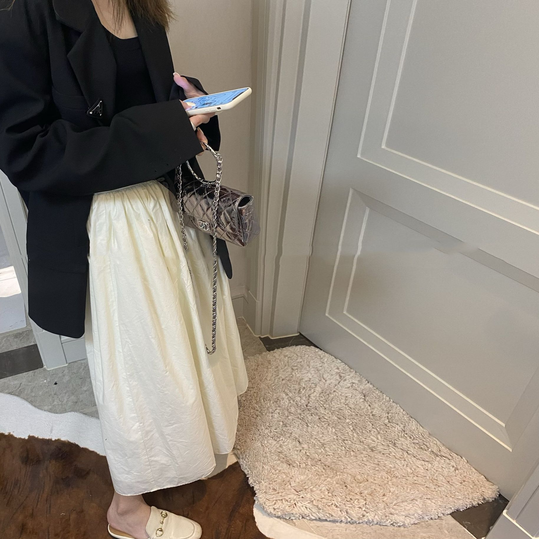 Gentle High-waisted A-line Skirt Is Thin, Suitable For Legs, Thick Pleated Umbrella Skirt