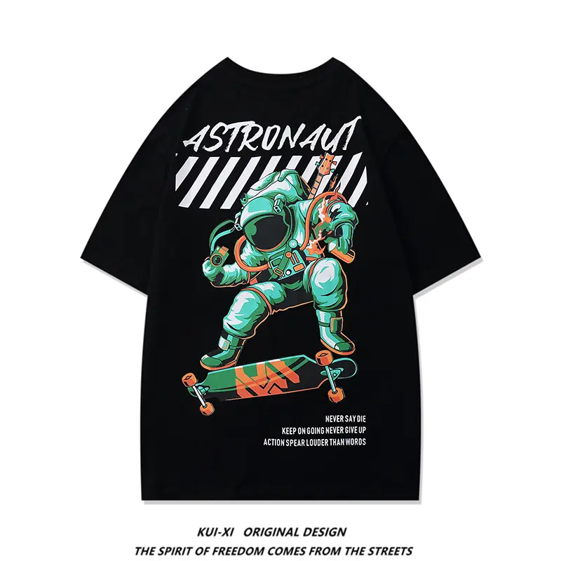 Hip Hop Street Skateboard Astronaut Short Sleeve Male