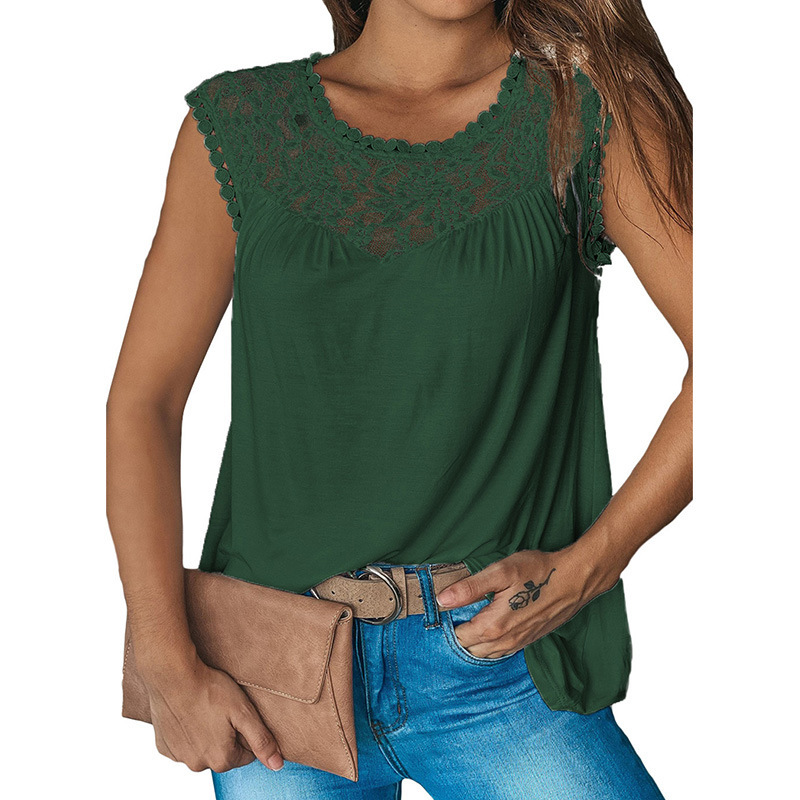 Women's Stitching Lace Sleeveless Vest Top