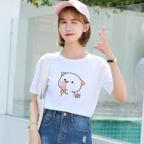 Loose And Versatile Bf Style Student Cute Print Top