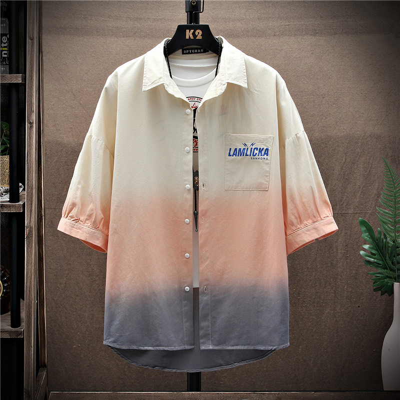 Hong Kong Style Shirt Men's Summer Trend Loose Thin Short Sleeves