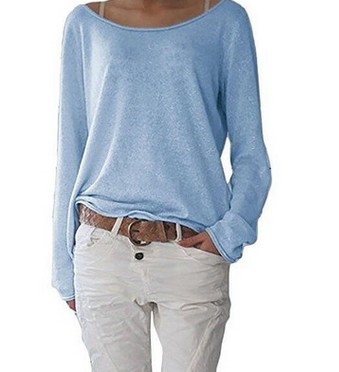 Women's Solid Color Knitted T Shirt Top Bottoming Shirt