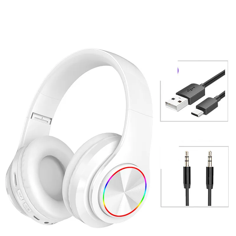 LED Wireless Bluetooth Headphones Gaming Headsets Sport Earphone With Support TF Card Colorful Breathing Lights – image 3