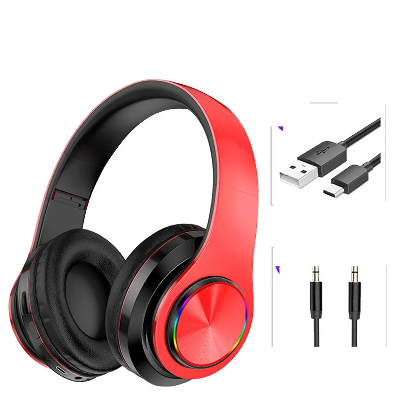 LED Wireless Bluetooth Headphones Gaming Headsets Sport Earphone With Support TF Card Colorful Breathing Lights – image 5