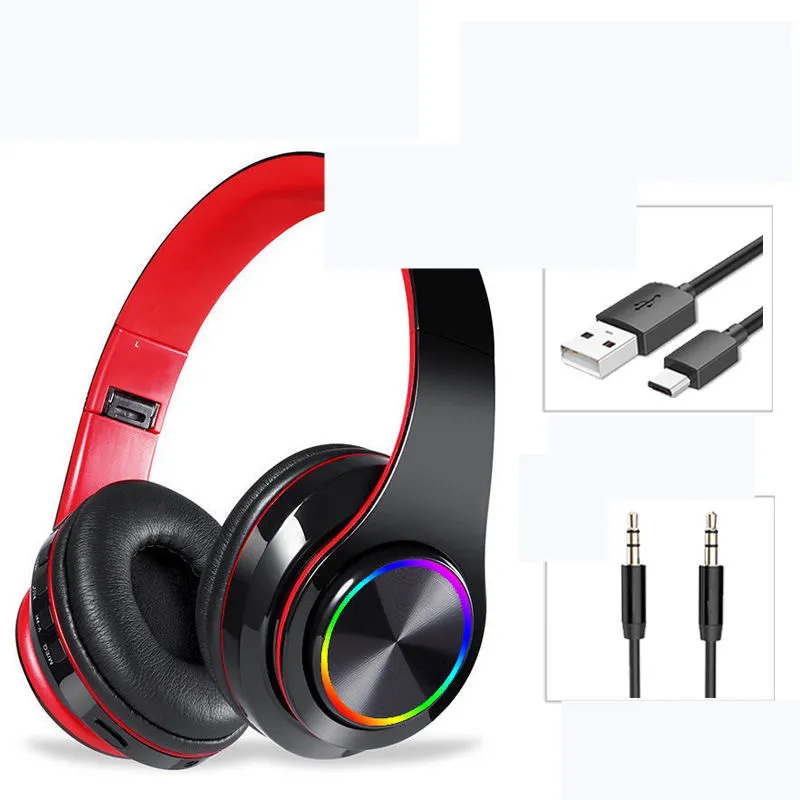 LED Wireless Bluetooth Headphones Gaming Headsets Sport Earphone With Support TF Card Colorful Breathing Lights – image 7