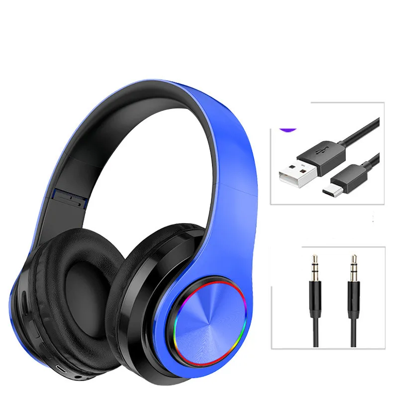 LED Wireless Bluetooth Headphones Gaming Headsets Sport Earphone With Support TF Card Colorful Breathing Lights – image 4