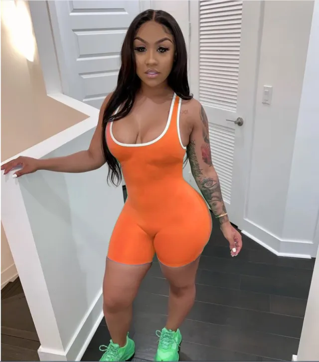 Women's Sexy Solid Color Casual Sports Vest Jumpsuit Orange - Shop at LoveMi