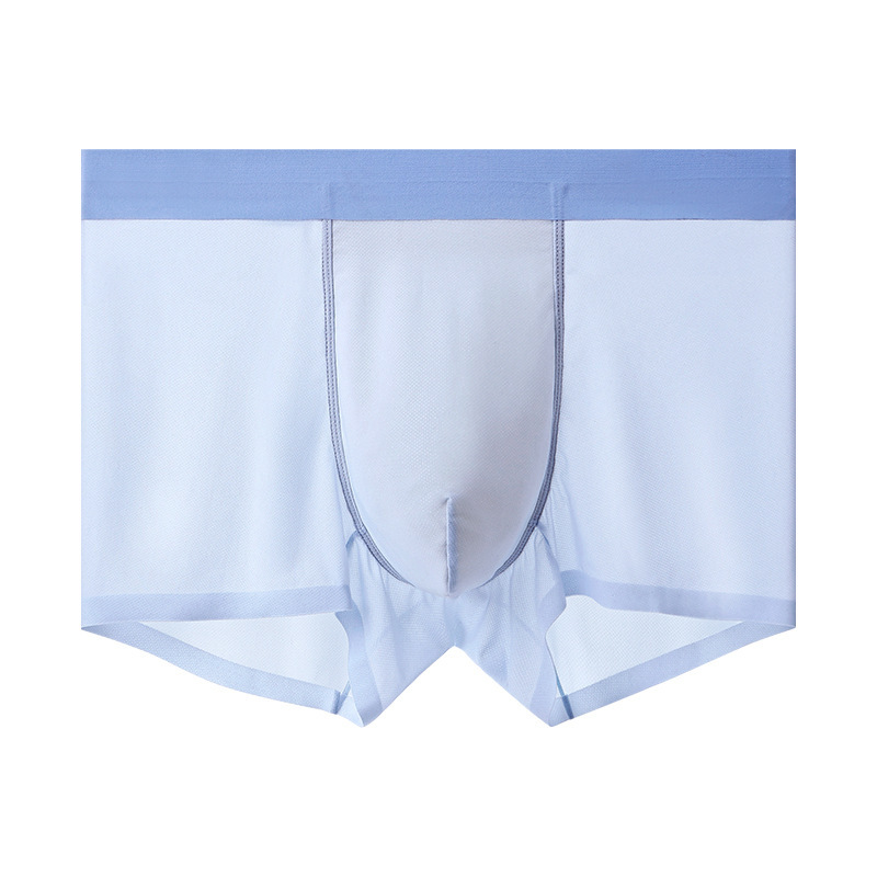 New Style Ice Silk Mesh Breathable Antibacterial Seamless Sexy Men's Boxer Briefs