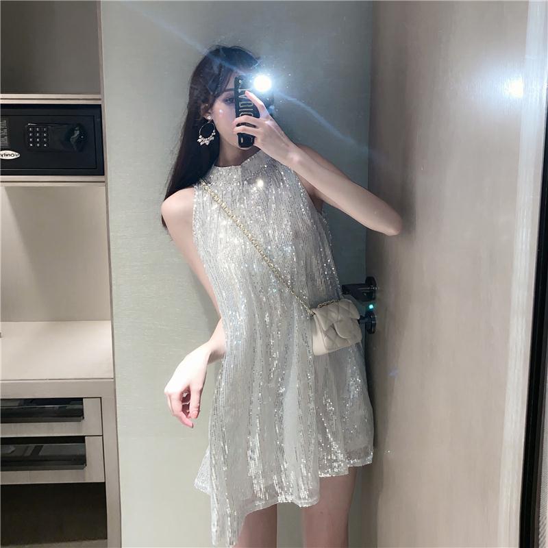 Very Fairy Sequined Dress Female Tide Summer New Loose And Thin Sleeveless Vest Skirt Short Skirt