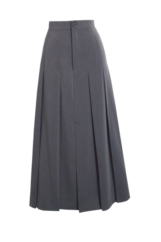 Title 6, Spring High-waisted Slim Gray Pleated Mid-lengt...