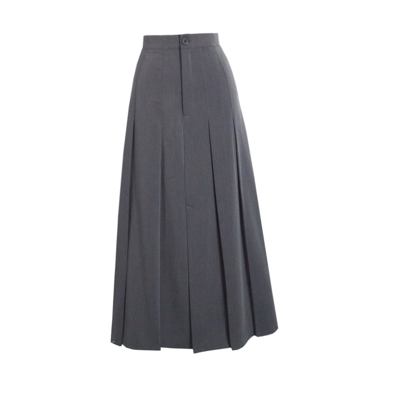 Title 2, Spring High-waisted Slim Gray Pleated Mid-lengt...