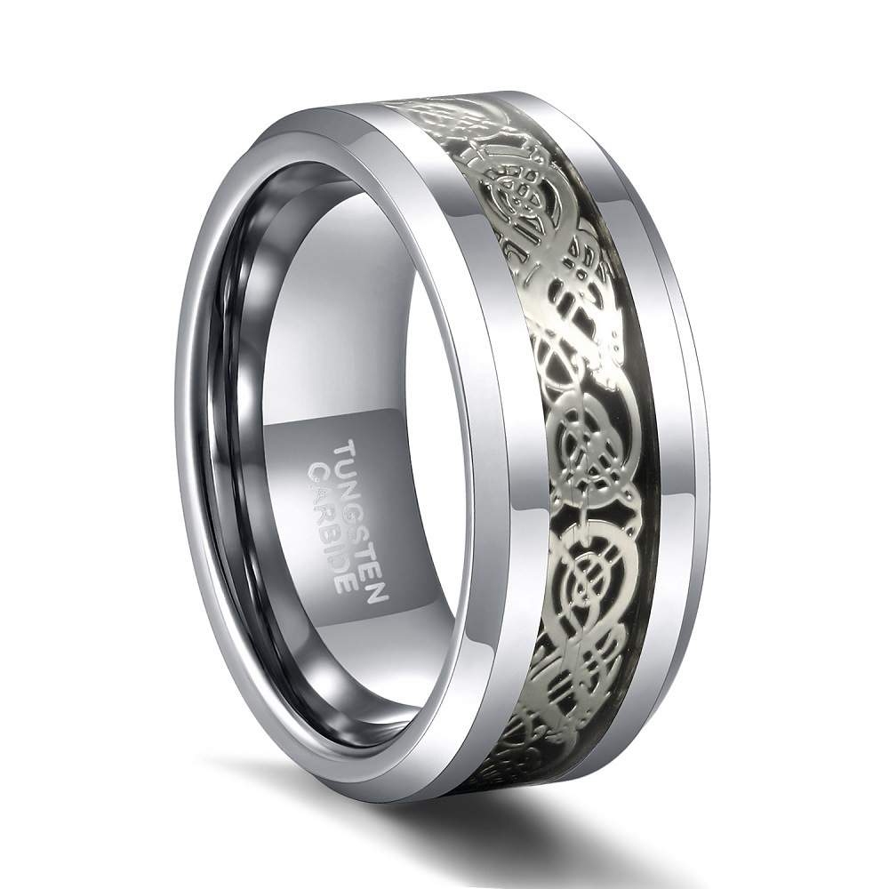 Accessories Ring Celtic Dragon Pattern Inlaid Tungsten Steel Ring