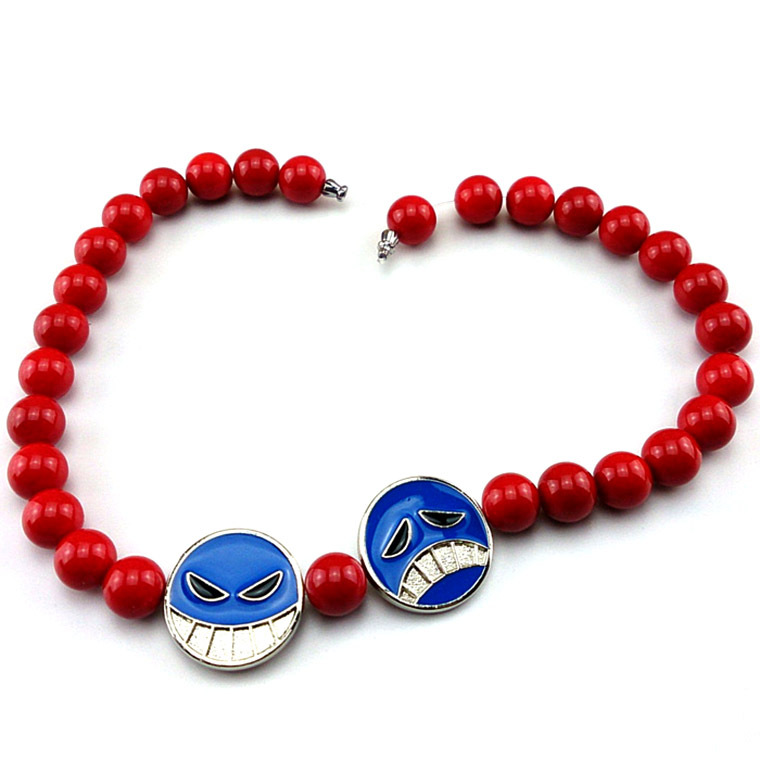 Four Kings Fire Fist Red Bead Necklace Straw Hat Mission Alloy Haha Smile Animation Peripheral Wholesale