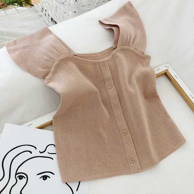 Lapel Exposed Clavicle Single breasted Knitted Vest Net Suspenders Green - Shop at LoveMi