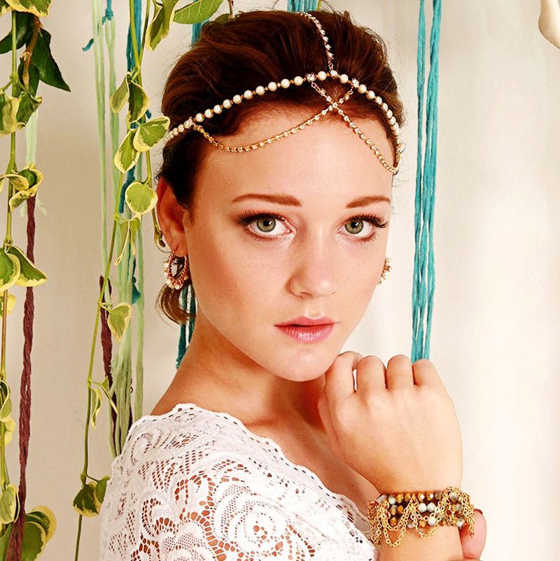 Light Luxury Rhinestone Tassel Headband Bridal Headdress