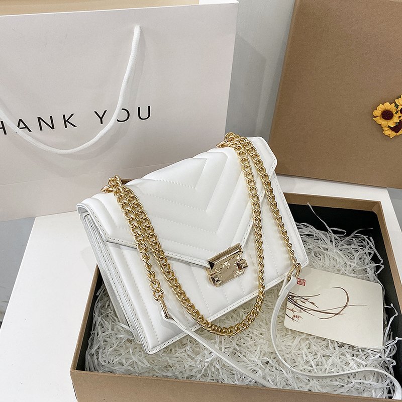 Chain Net Celebrity One shoulder Messenger Armpit Women's Bag White - Shop at LoveMi