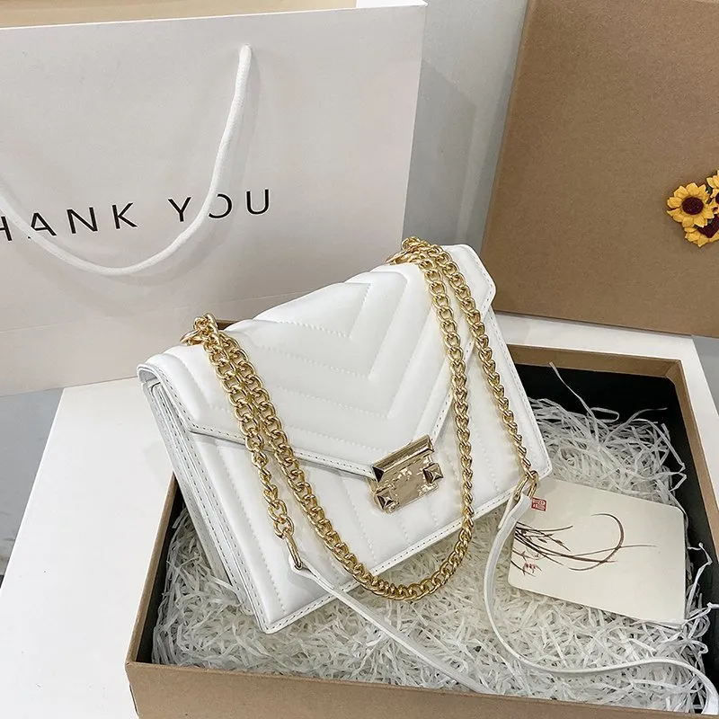 Chain Net Celebrity One-shoulder Messenger Armpit Women's Bag - White