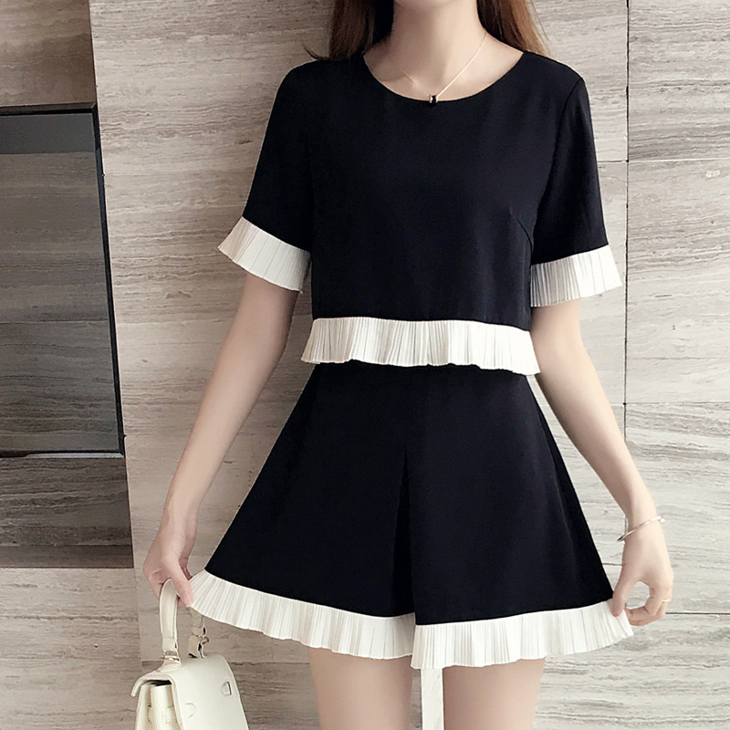 New Women's Summer Plus Size Loose Wide-leg Shorts Two-piece Suit