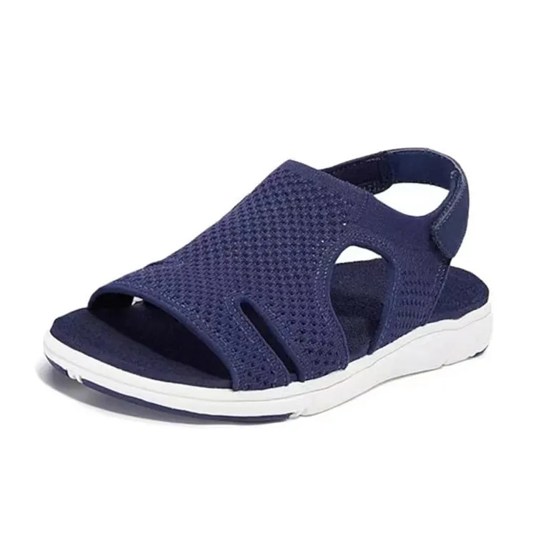New Women's Soft & Comfortable Sandals Mesh Upper Breathable Sandals Adjustable Cross-strap Design Sandalias - Blue