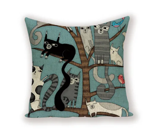 Cushion Cover Colorful Animal Decorative Cat Outdoor Linen Home Sofa Pillows Covers - Shop at LoveMi