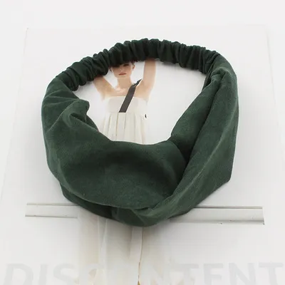 Cross Elastic Headband Knitted Suede Headband Ladies Hair Accessories Dark Green - Shop at LoveMi
