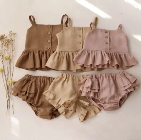 Ma Female Baby Suit Summer Sling Top Four-corner Ruffled