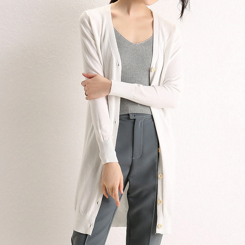 Knit Cardigan Women's Mid-length Thin V-neck Bottoming Shirt