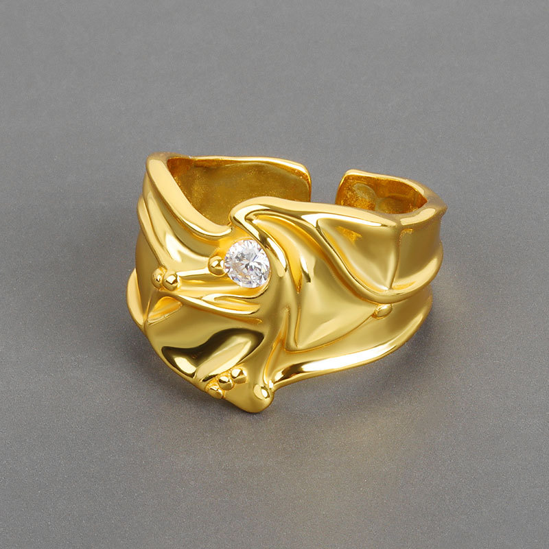 Irregular Bumps And Micro Inlaid Zircon Ring