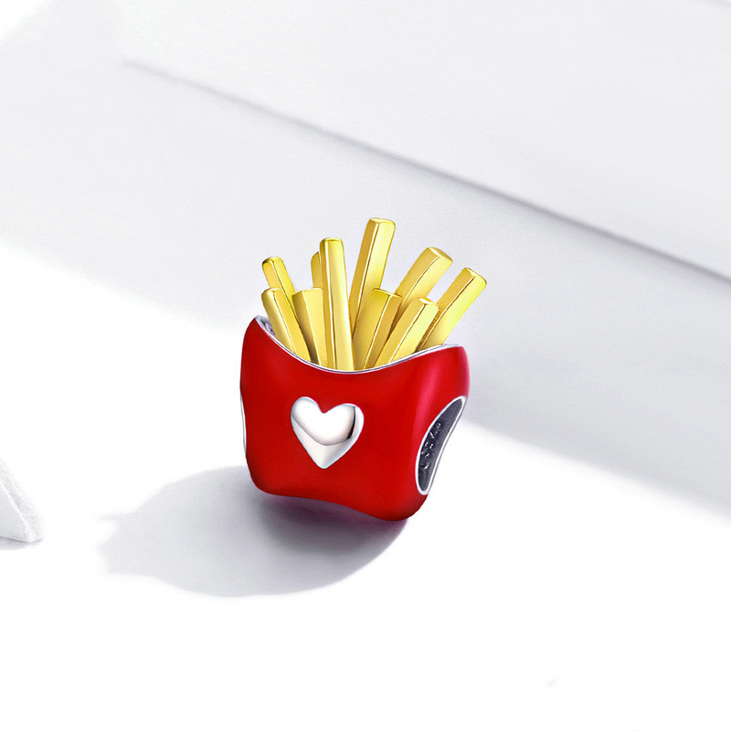 Title 3, Bamoer 925 Sterling Silver Fries Enamel Charm