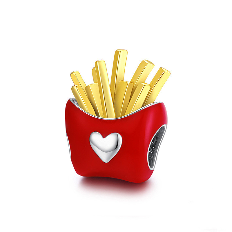 Title 2, Bamoer 925 Sterling Silver Fries Enamel Charm