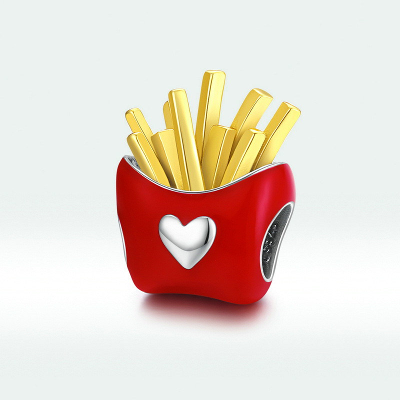 Title 4, Bamoer 925 Sterling Silver Fries Enamel Charm