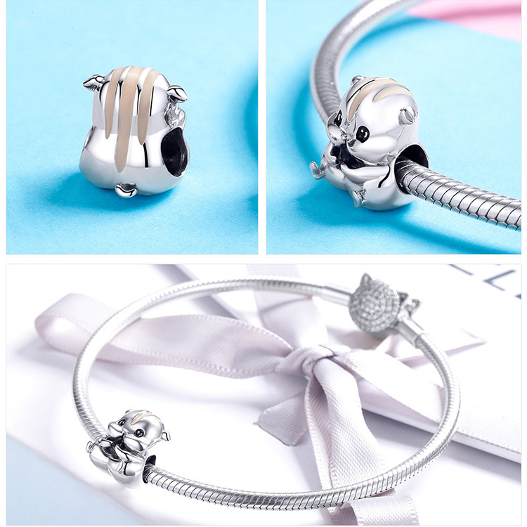 New Product Little Hamster S925 Sterling Silver Charm Jewelry Accessories DIY Creative Bracelet Accessories