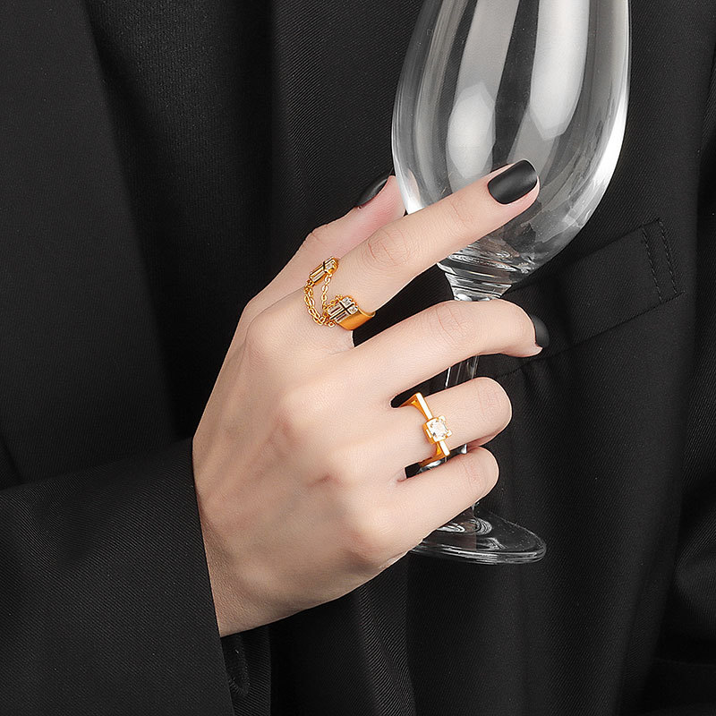 Minimalist Geometric Square Micro-set Zircon Ring