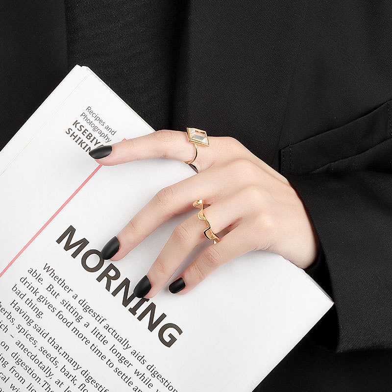 Korean Version Of Ins Niche Design Sense Minimalist Wild Style Irregular Wave Lace Edge  Ring Female Ring