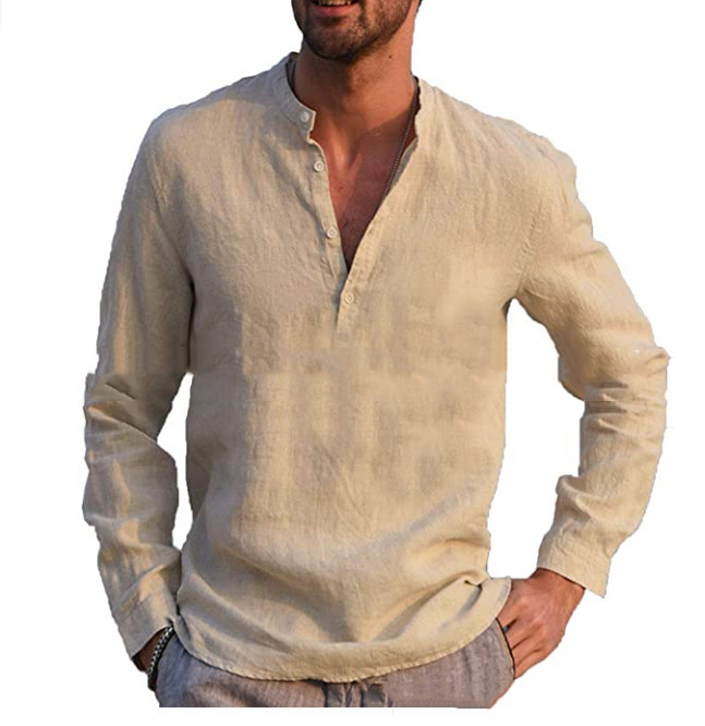 Title 2, Cotton And Linen Long Sleeved Men