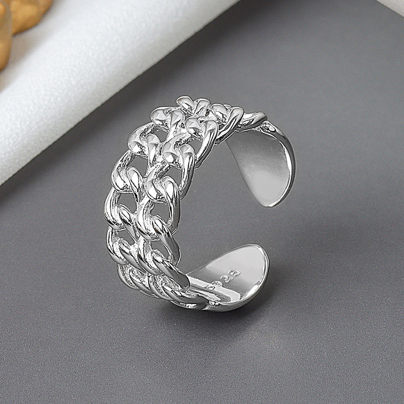 Chain Ring Retro Personality Wide Face High Sense Ring