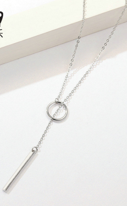 Popular European And American Styles Simple Round And Stick Necklace S925 Sterling Silver Necklace