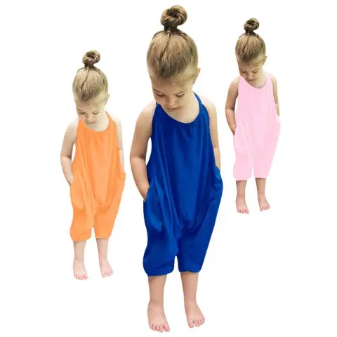 New Fashion Kids Baby Girls Strap Cotton Romper Toddler