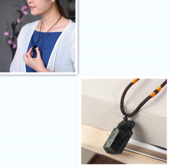 Ожерелье с подвеской из натурального черного камня