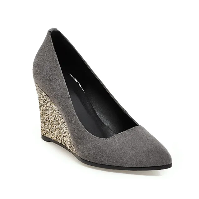 Korean Suede Pointed Toe All match Shallow Mouth High Heels Work Shoes Grey - Shop at LoveMi