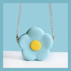 Crossbody Bag Cute Cute Girl Heart Chain Small Flower Silicone Shoulder Bag - Blue - View 1