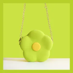 Crossbody Bag Cute Cute Girl Heart Chain Small Flower Silicone Shoulder Bag - Green - View 1