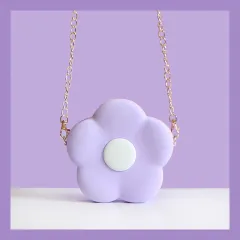 Crossbody Bag Cute Cute Girl Heart Chain Small Flower Silicone Shoulder Bag - Purple - View 1