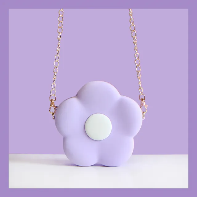 Crossbody Bag Cute Cute Girl Heart Chain Small Flower Silicone Shoulder Bag Purple - Shop at LoveMi