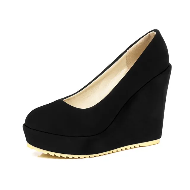 Platform Shoes Women Retro Fashion Thick Bottom Round Toe Lace Up Decorating High Wedges Shoes Woman Black - Shop at LoveMi