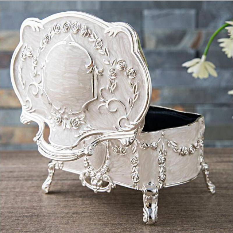 Silver enamel jewelry storage box