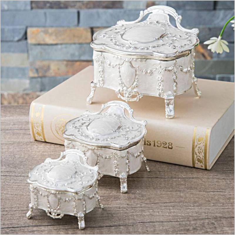 Silver enamel jewelry storage box