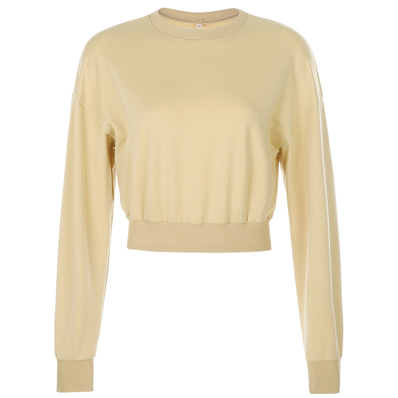 Pure Color Loose Waist Slimming Long-sleeved Sweater