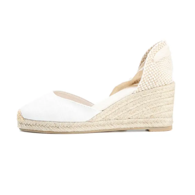 Hemp Rope Straw Sandals Sponge Cake Thick soled Wedges With Baotou Linen White - Shop at LoveMi